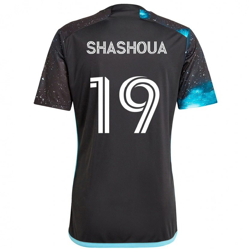 Danxen Donna Maglia Sam Shashoua #19 Nero Blu Kit Gara Home 2025/26 Maglietta