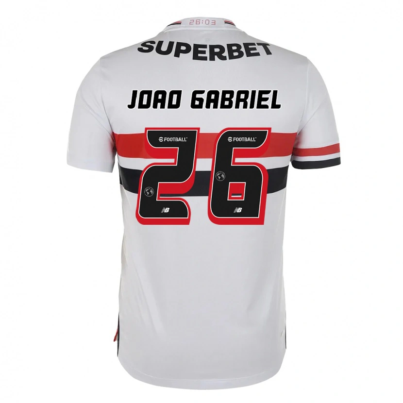 Danxen Donna Maglia João Gabriel #26 Rosso Nero Bianco Kit Gara Home 2025/26 Maglietta