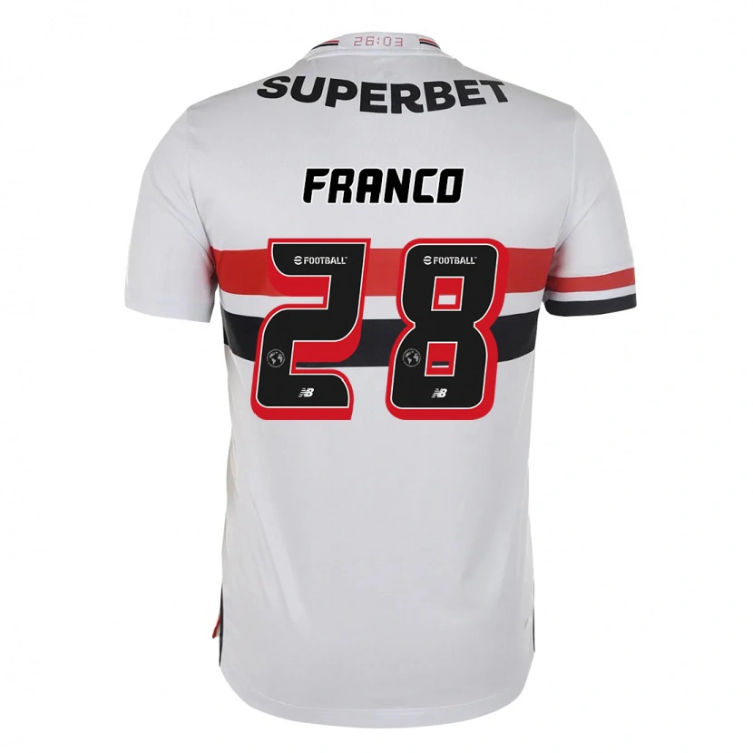 Danxen Donna Maglia Alan Franco #28 Rosso Nero Bianco Kit Gara Home 2025/26 Maglietta