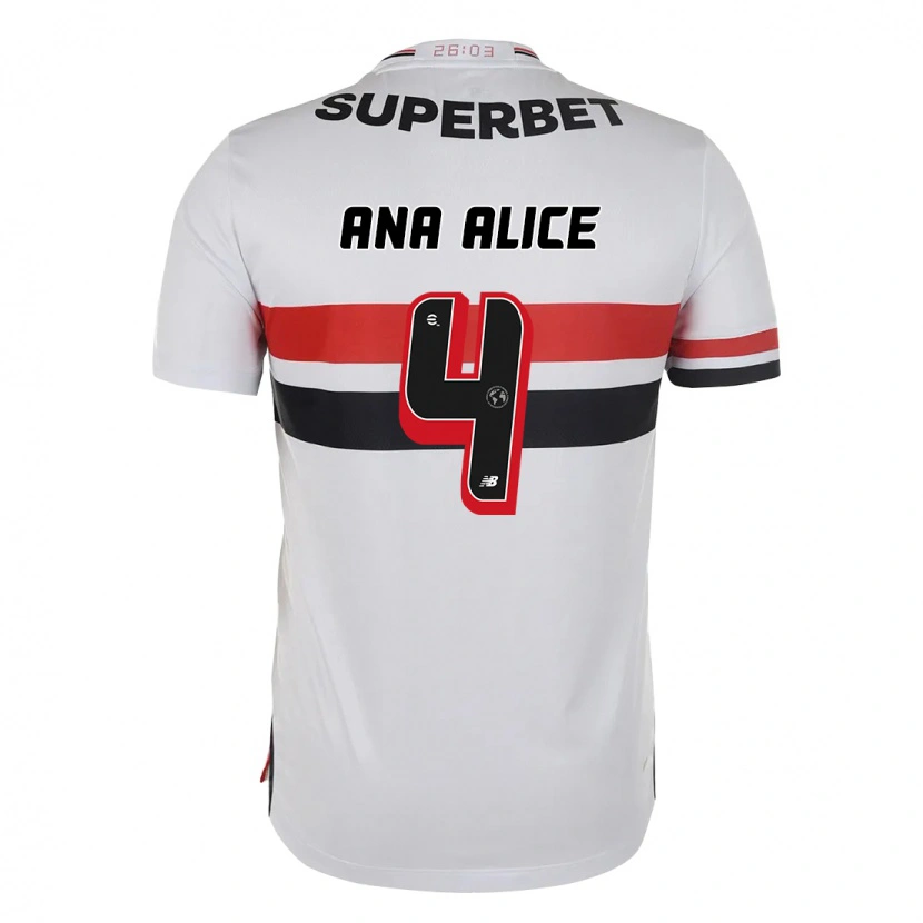 Danxen Donna Maglia Ana Alice Luciano Da Silva #4 Rosso Nero Bianco Kit Gara Home 2025/26 Maglietta