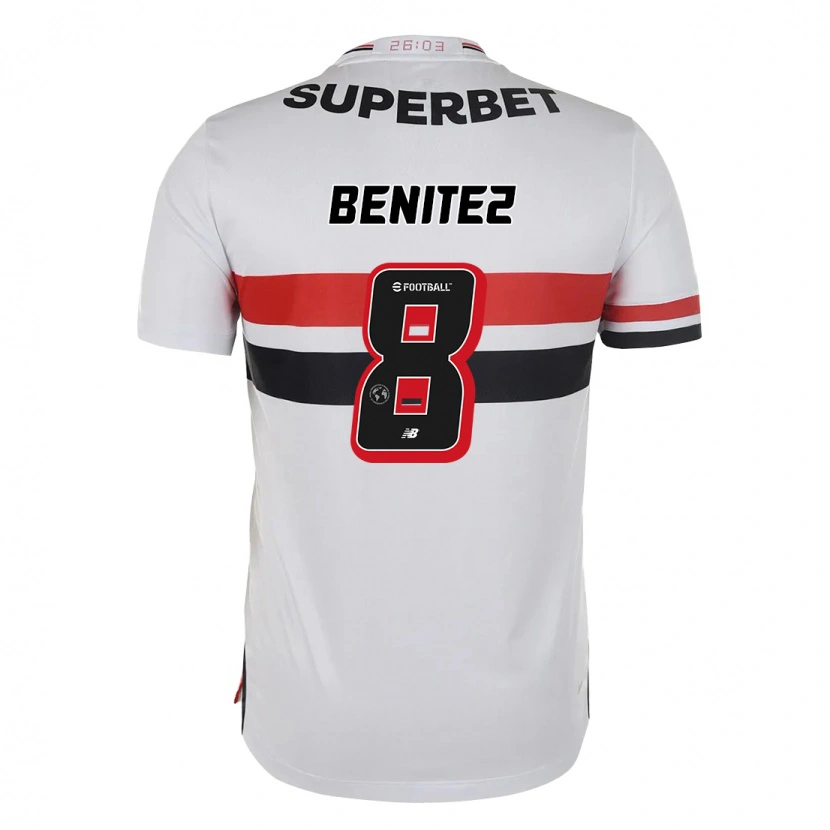 Danxen Donna Maglia Martin Benitez #8 Rosso Nero Bianco Kit Gara Home 2025/26 Maglietta