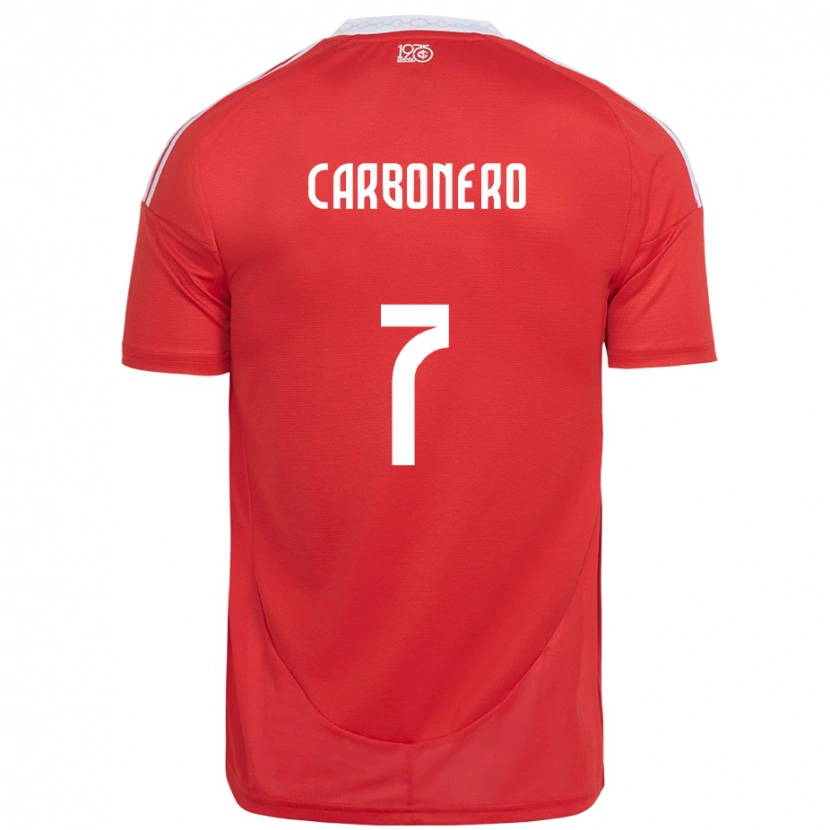 Danxen Donna Maglia Johan Carbonero #7 Rosso Bianco Kit Gara Home 2025/26 Maglietta