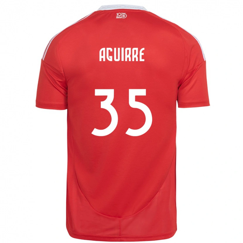 Danxen Donna Maglia Braian Aguirre #35 Rosso Bianco Kit Gara Home 2025/26 Maglietta