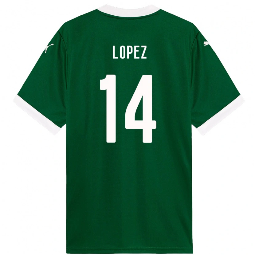Danxen Donna Maglia David Lopez #14 Verde Bianco Kit Gara Home 2025/26 Maglietta