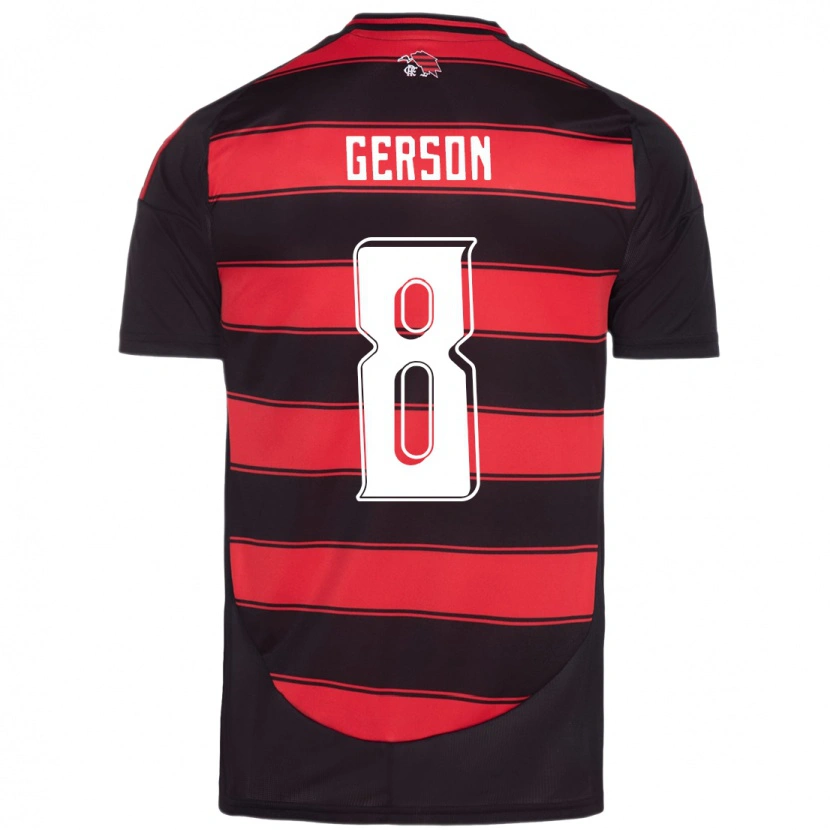Danxen Donna Maglia Gerson #8 Rosso Nero Kit Gara Home 2025/26 Maglietta