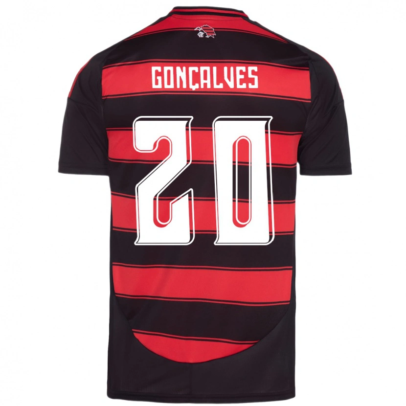 Danxen Donna Maglia Matheus Gonçalves #20 Rosso Nero Kit Gara Home 2025/26 Maglietta