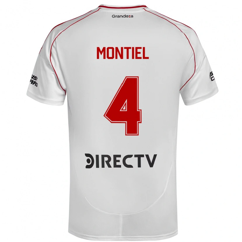 Danxen Donna Maglia Gonzalo Montiel #4 Bianco Rosso Kit Gara Home 2025/26 Maglietta