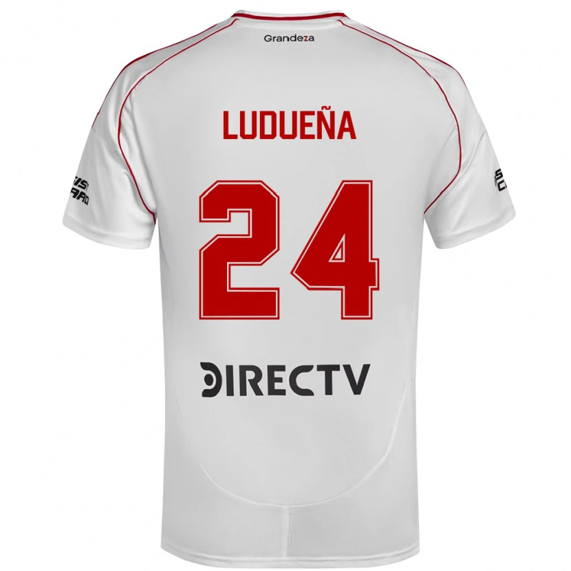 Danxen Donna Maglia Belén Ludueña #24 Bianco Rosso Kit Gara Home 2025/26 Maglietta