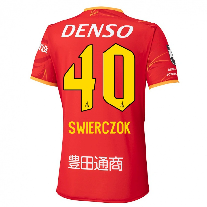 Danxen Donna Maglia Jakub Swierczok #40 Rosso Giallo Kit Gara Home 2025/26 Maglietta