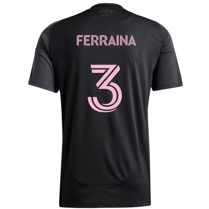 Danxen Donna Maglia Giovanni Ferraina #3 Nero Rosa Kit Gara Away 2025/26 Maglietta