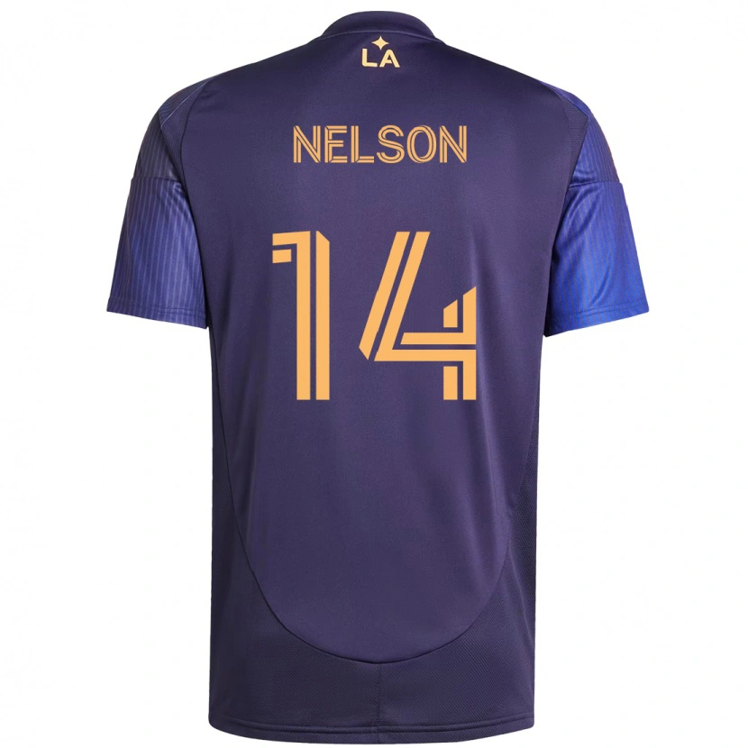 Danxen Donna Maglia John Nelson #14 Viola Blu Kit Gara Away 2025/26 Maglietta
