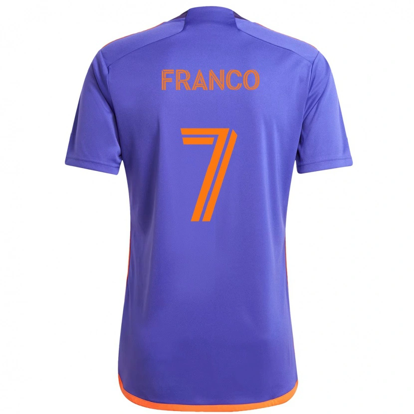 Danxen Donna Maglia Iván Franco #7 Viola Arancione Kit Gara Away 2025/26 Maglietta