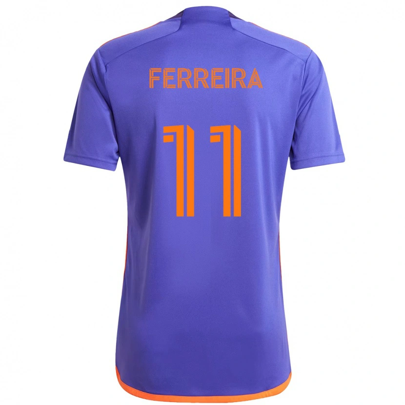 Danxen Donna Maglia Sebastián Ferreira #11 Viola Arancione Kit Gara Away 2025/26 Maglietta