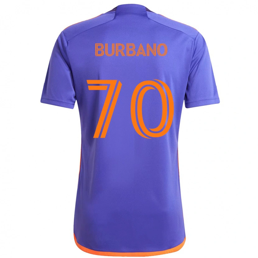 Danxen Donna Maglia Jordy Burbano #70 Viola Arancione Kit Gara Away 2025/26 Maglietta