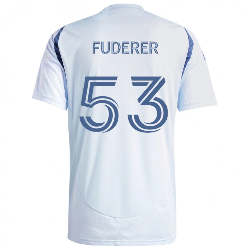 Danxen Donna Maglia Jake Fuderer #53 Azzurro Cielo Chiaro Blu Kit Gara Away 2025/26 Maglietta