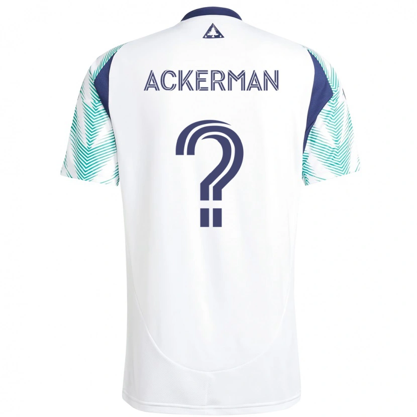 Danxen Donna Maglia Eli Ackerman #0 Bianco Blu Kit Gara Away 2025/26 Maglietta