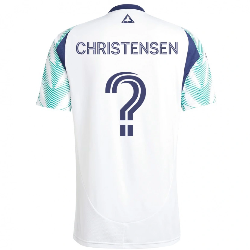 Danxen Donna Maglia Kevin Christensen #0 Bianco Blu Kit Gara Away 2025/26 Maglietta
