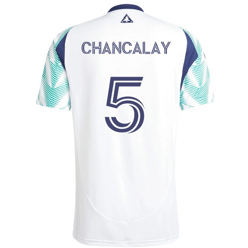 Danxen Donna Maglia Tomás Chancalay #5 Bianco Blu Kit Gara Away 2025/26 Maglietta