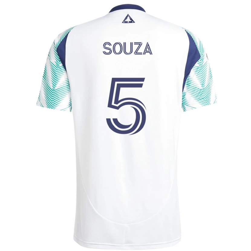 Danxen Donna Maglia Victor Souza #5 Bianco Blu Kit Gara Away 2025/26 Maglietta