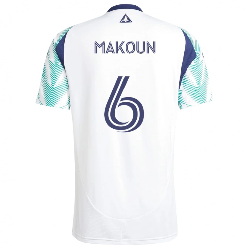 Danxen Donna Maglia Christian Makoun #6 Bianco Blu Kit Gara Away 2025/26 Maglietta