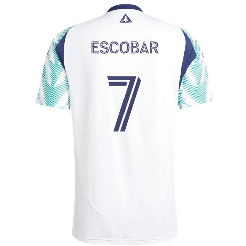 Danxen Donna Maglia Olger Escobar #7 Bianco Blu Kit Gara Away 2025/26 Maglietta