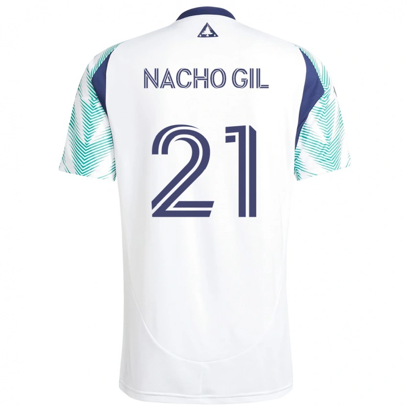 Danxen Donna Maglia Nacho Gil #21 Bianco Blu Kit Gara Away 2025/26 Maglietta