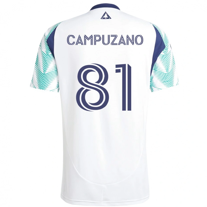 Danxen Donna Maglia Nico Campuzano #81 Bianco Blu Kit Gara Away 2025/26 Maglietta