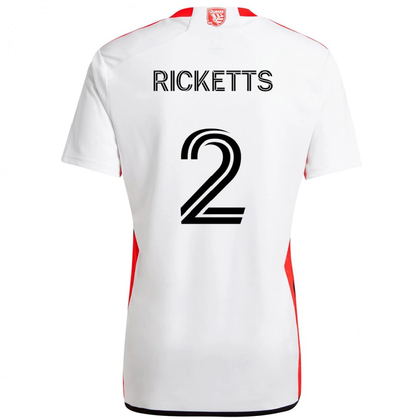 Danxen Donna Maglia Jamar Ricketts #2 Bianco Rosso Kit Gara Away 2025/26 Maglietta