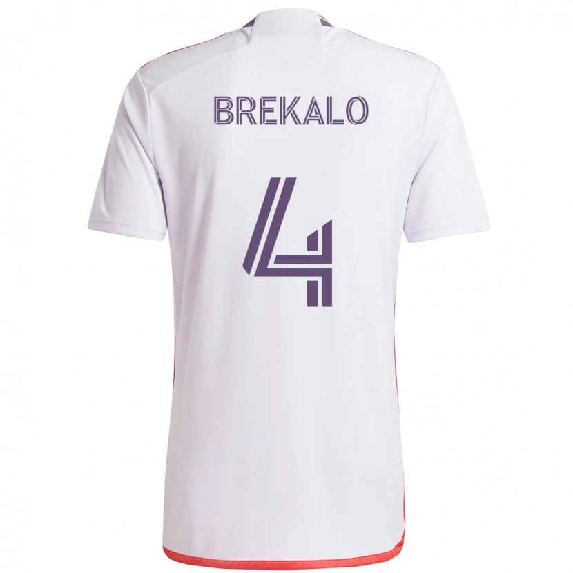 Danxen Donna Maglia David Brekalo #4 Bianco Viola Kit Gara Away 2025/26 Maglietta