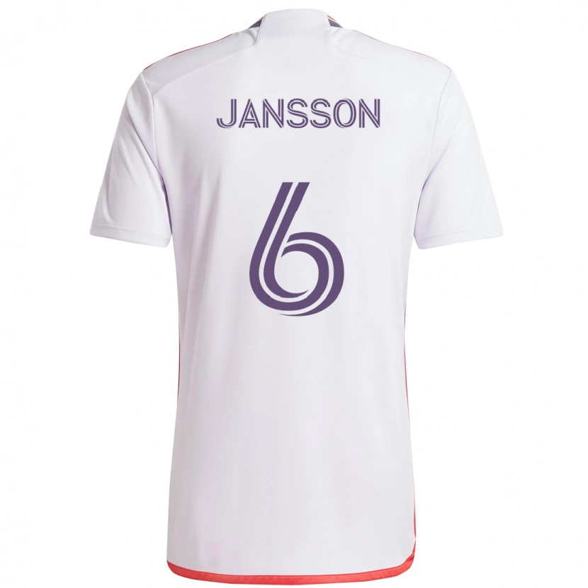 Danxen Donna Maglia Robin Jansson #6 Bianco Viola Kit Gara Away 2025/26 Maglietta