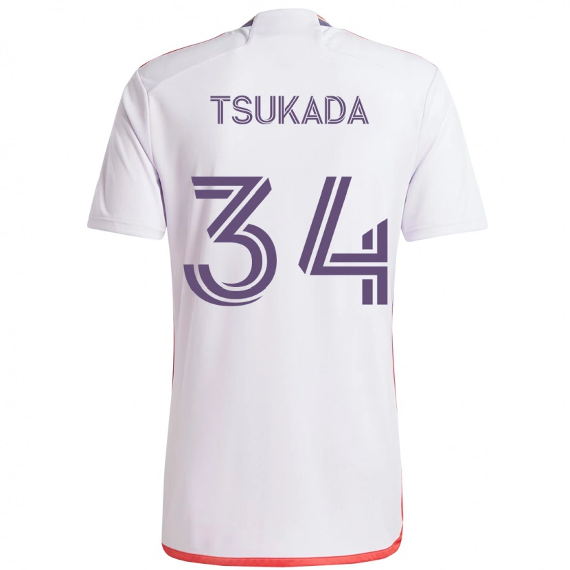 Danxen Donna Maglia Yutaro Tsukada #34 Bianco Viola Kit Gara Away 2025/26 Maglietta