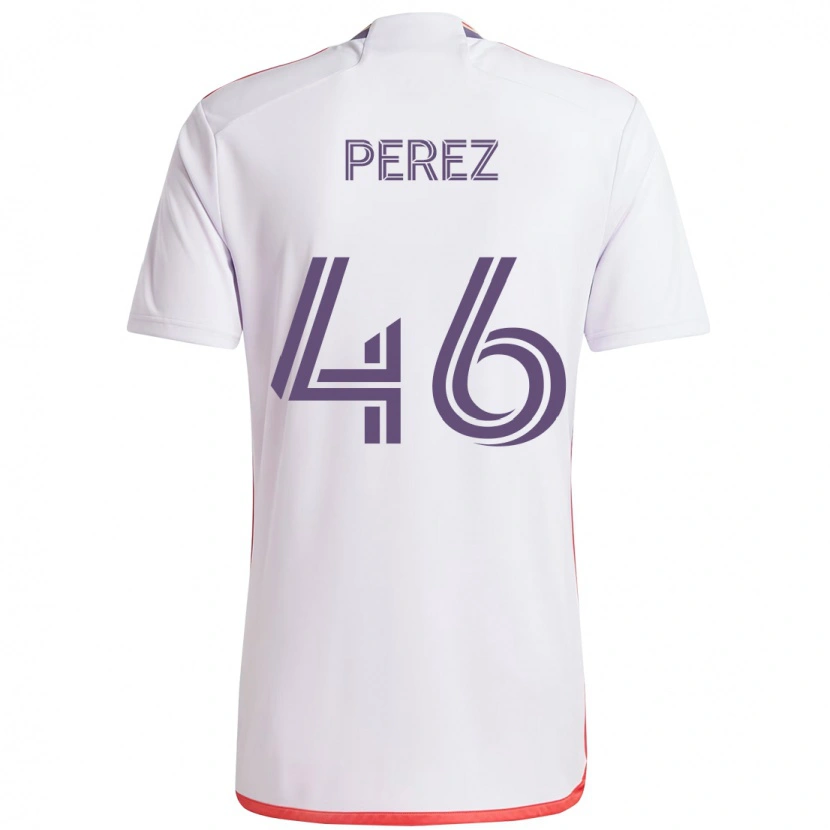 Danxen Donna Maglia Franco Pérez #46 Bianco Viola Kit Gara Away 2025/26 Maglietta