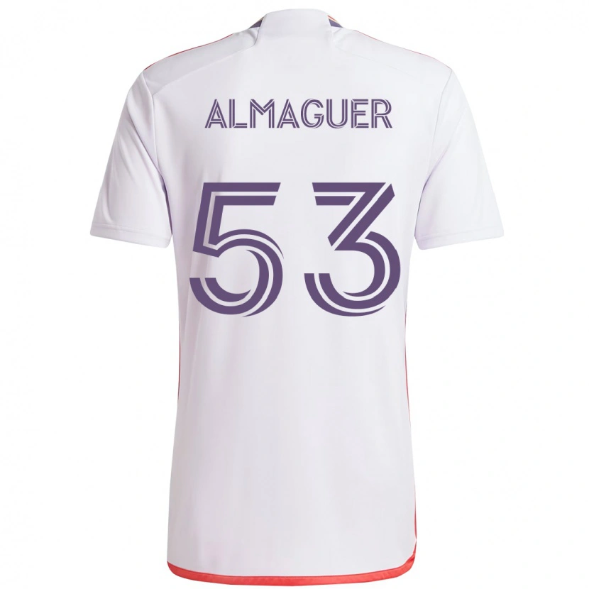 Danxen Donna Maglia Jorge Almaguer #53 Bianco Viola Kit Gara Away 2025/26 Maglietta