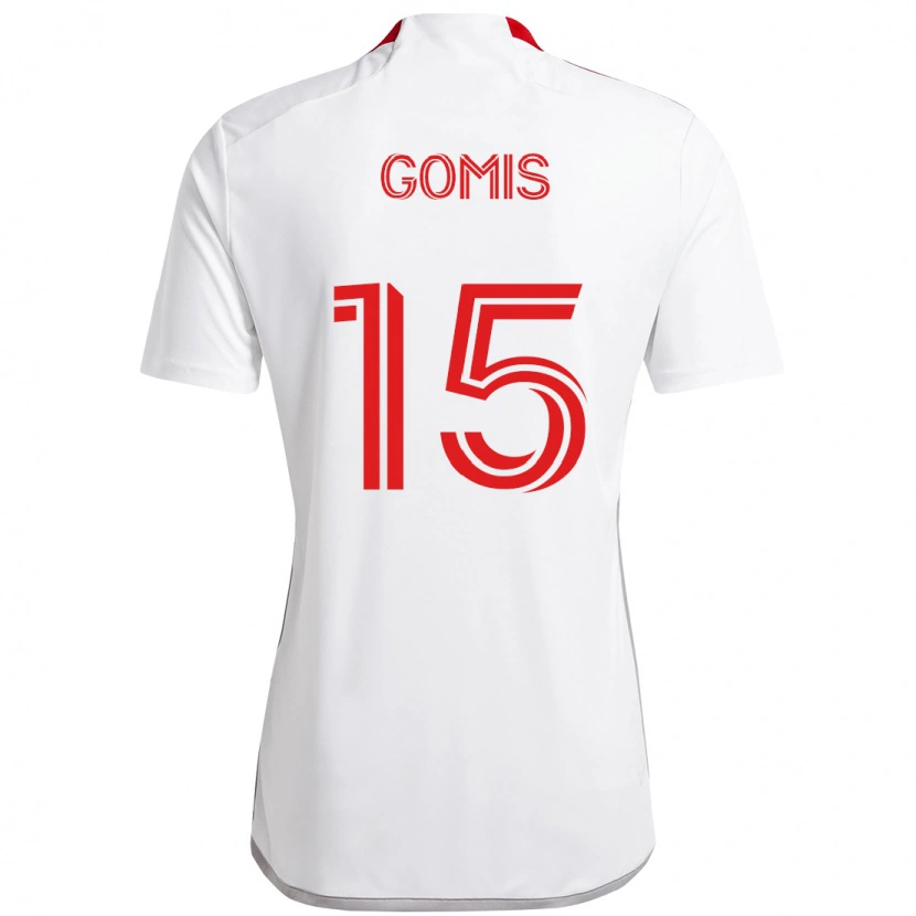 Danxen Donna Maglia Nicksoen Gomis #15 Bianco Rosso Kit Gara Away 2025/26 Maglietta