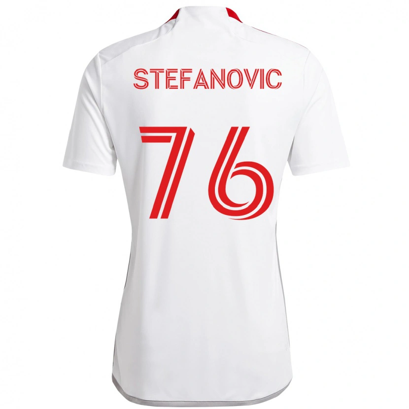 Danxen Donna Maglia Lazar Stefanovic #76 Bianco Rosso Kit Gara Away 2025/26 Maglietta