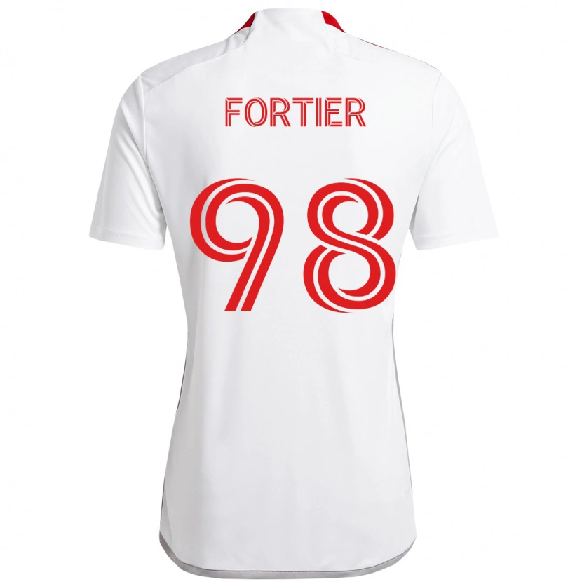 Danxen Donna Maglia Kristjan Fortier #98 Bianco Rosso Kit Gara Away 2025/26 Maglietta