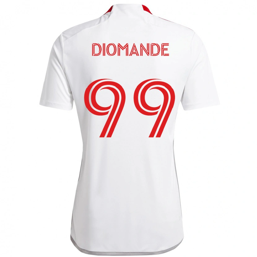 Danxen Donna Maglia Adama Diomande #99 Bianco Rosso Kit Gara Away 2025/26 Maglietta