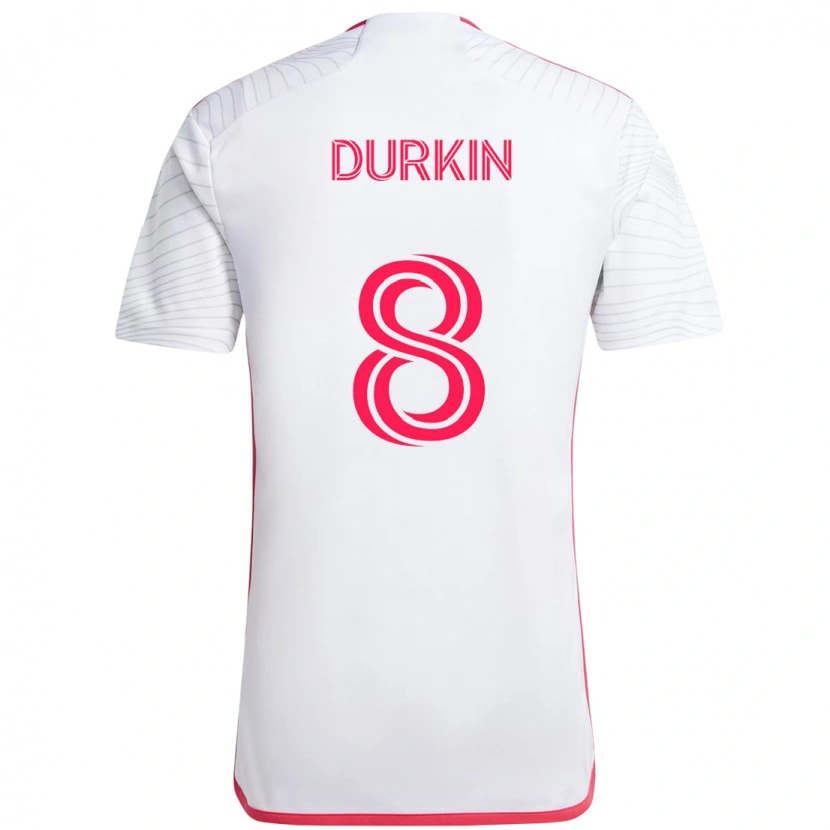 Danxen Donna Maglia Chris Durkin #8 Bianco Magenta Kit Gara Away 2025/26 Maglietta