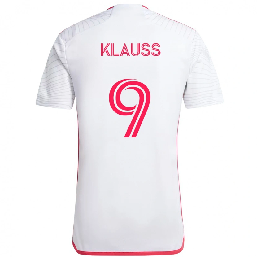 Danxen Donna Maglia João Klauss #9 Bianco Magenta Kit Gara Away 2025/26 Maglietta