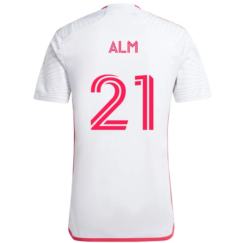 Danxen Donna Maglia Rasmus Alm #21 Bianco Magenta Kit Gara Away 2025/26 Maglietta