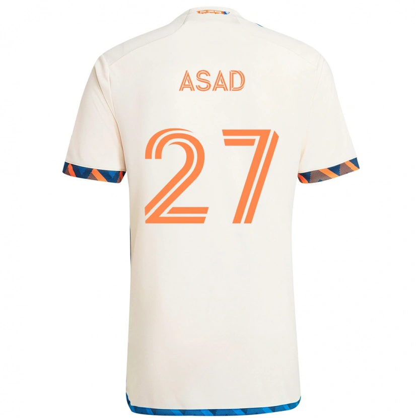 Danxen Donna Maglia Yamil Asad #27 Bianco Blu Arancione Kit Gara Away 2025/26 Maglietta