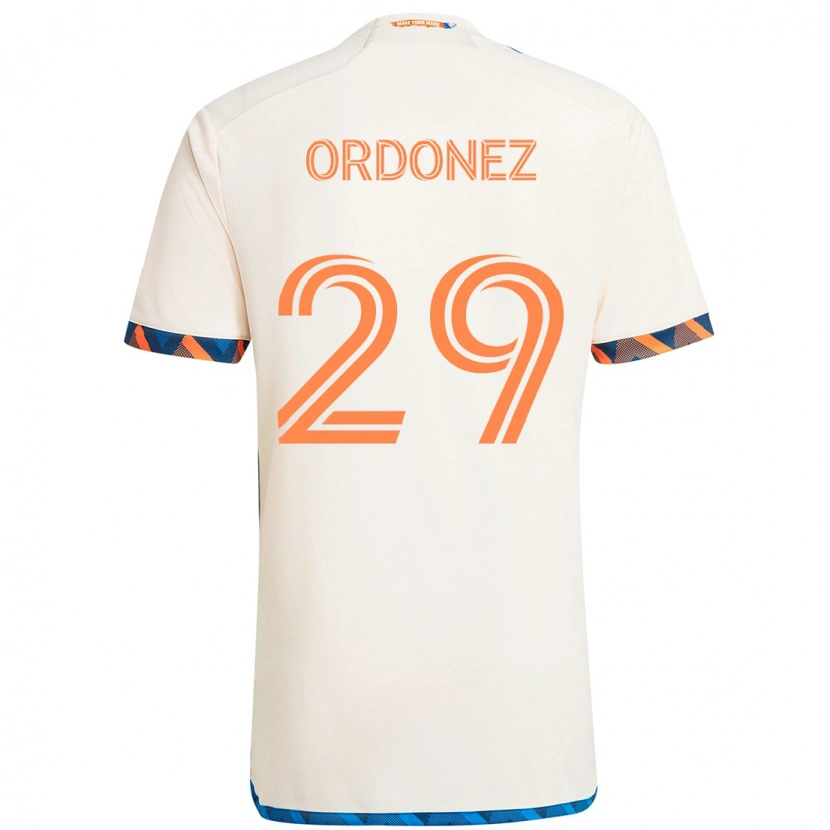 Danxen Donna Maglia Arquímides Ordóñez #29 Bianco Blu Arancione Kit Gara Away 2025/26 Maglietta