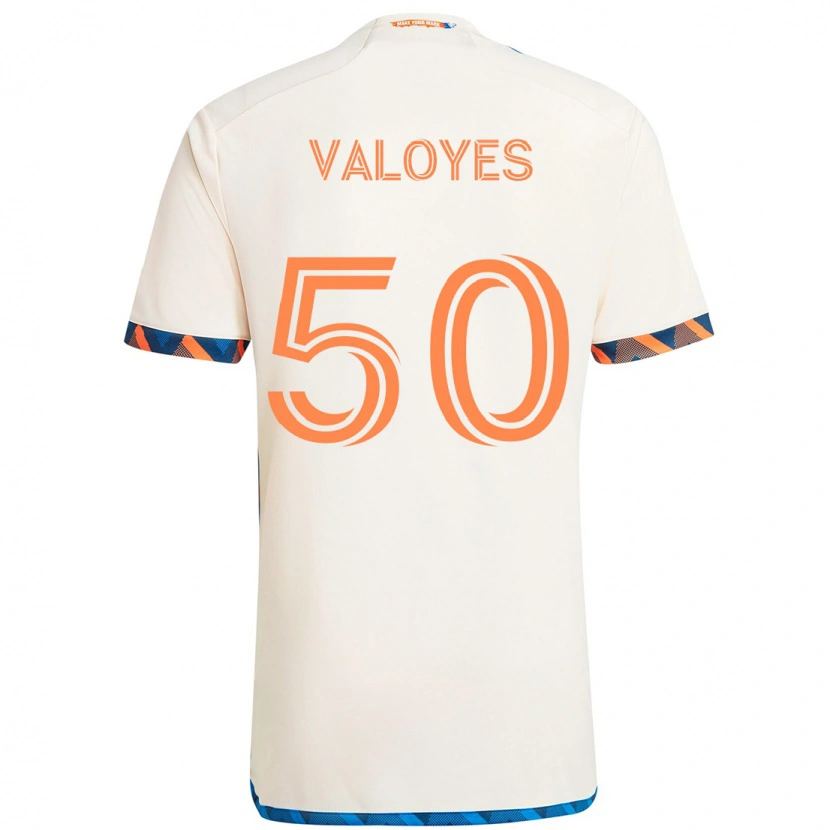 Danxen Donna Maglia Yeiner Valoyes #50 Bianco Blu Arancione Kit Gara Away 2025/26 Maglietta