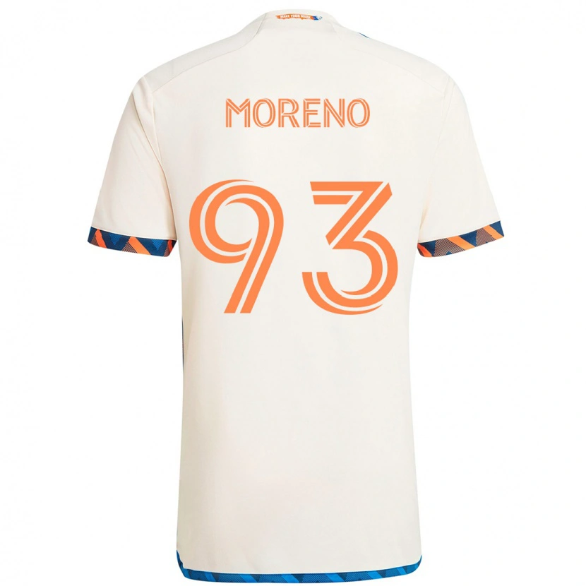 Danxen Donna Maglia Júnior Moreno #93 Bianco Blu Arancione Kit Gara Away 2025/26 Maglietta