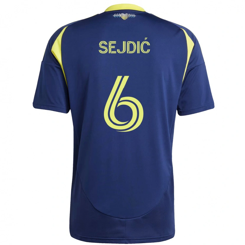 Danxen Donna Maglia Amar Sejdić #6 Blu Navy Giallo Kit Gara Away 2025/26 Maglietta