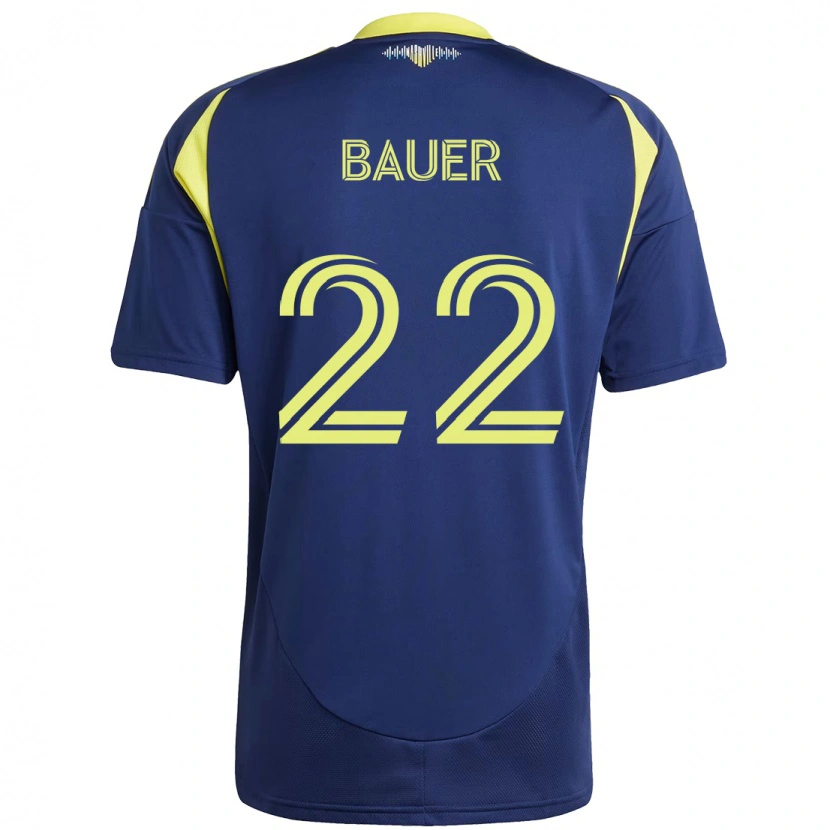Danxen Donna Maglia Josh Bauer #22 Blu Navy Giallo Kit Gara Away 2025/26 Maglietta