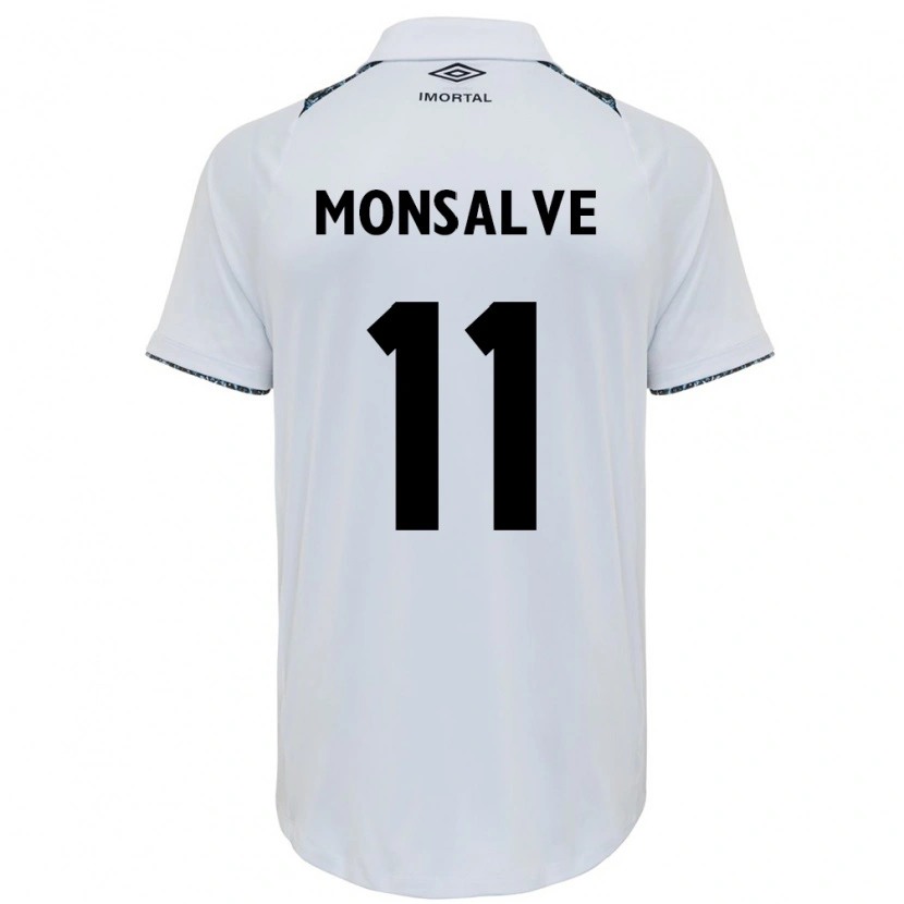 Danxen Donna Maglia Miguel Monsalve #11 Bianco Blu Kit Gara Away 2025/26 Maglietta