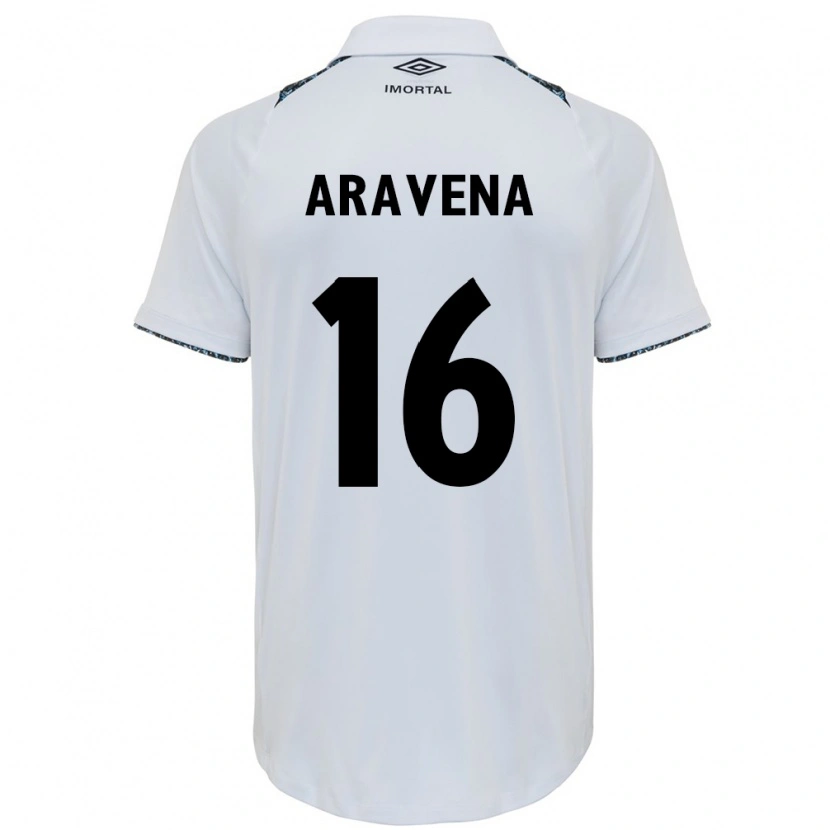 Danxen Donna Maglia Alexander Aravena #16 Bianco Blu Kit Gara Away 2025/26 Maglietta