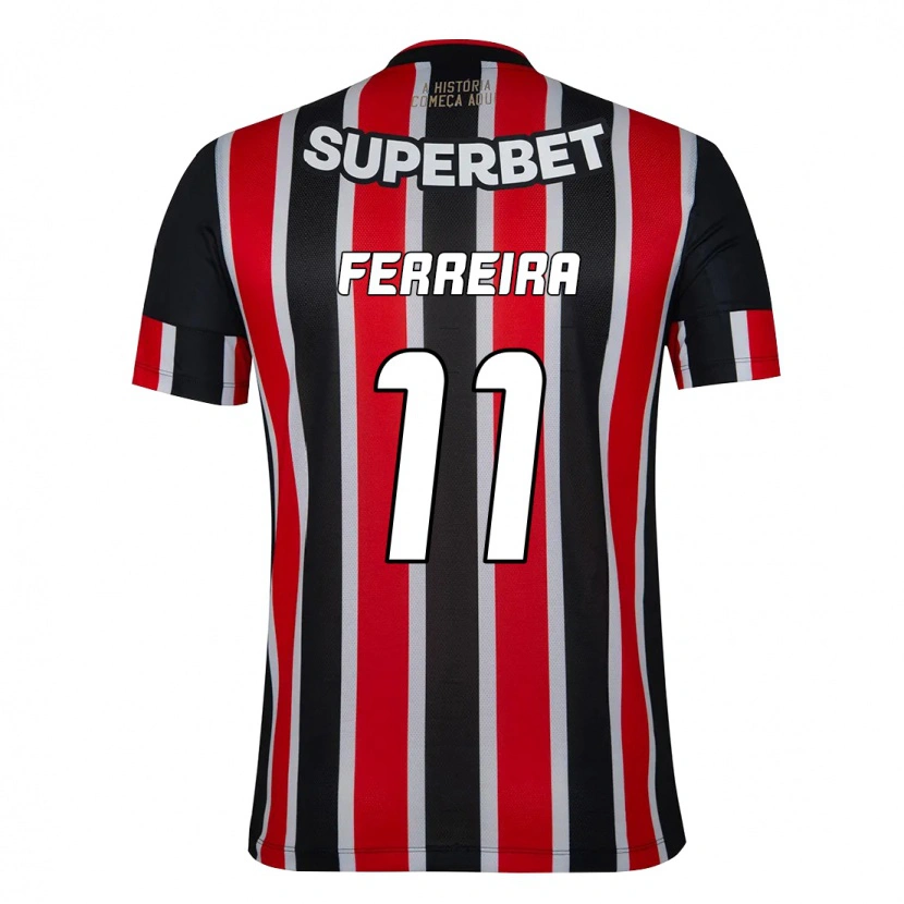 Danxen Donna Maglia Ferreirinha #11 Nero Rosso Kit Gara Away 2025/26 Maglietta
