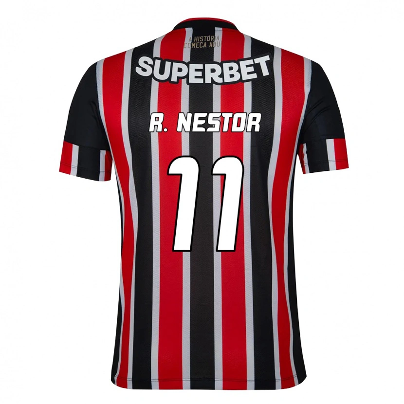 Danxen Donna Maglia Rodrigo Nestor #11 Nero Rosso Kit Gara Away 2025/26 Maglietta